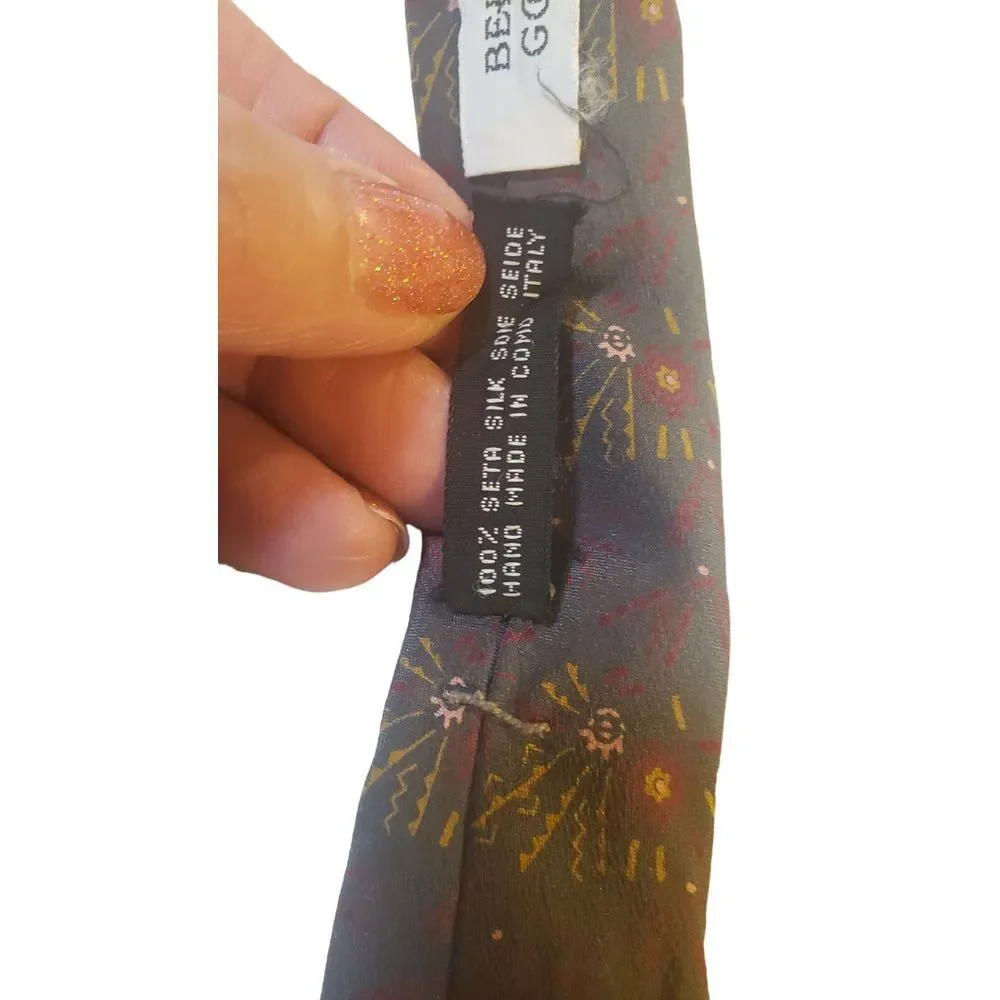 HIROKO KOSHINO HOMME NeckTie Men Multicolor Abstract Floral Silk Luxury Designer
